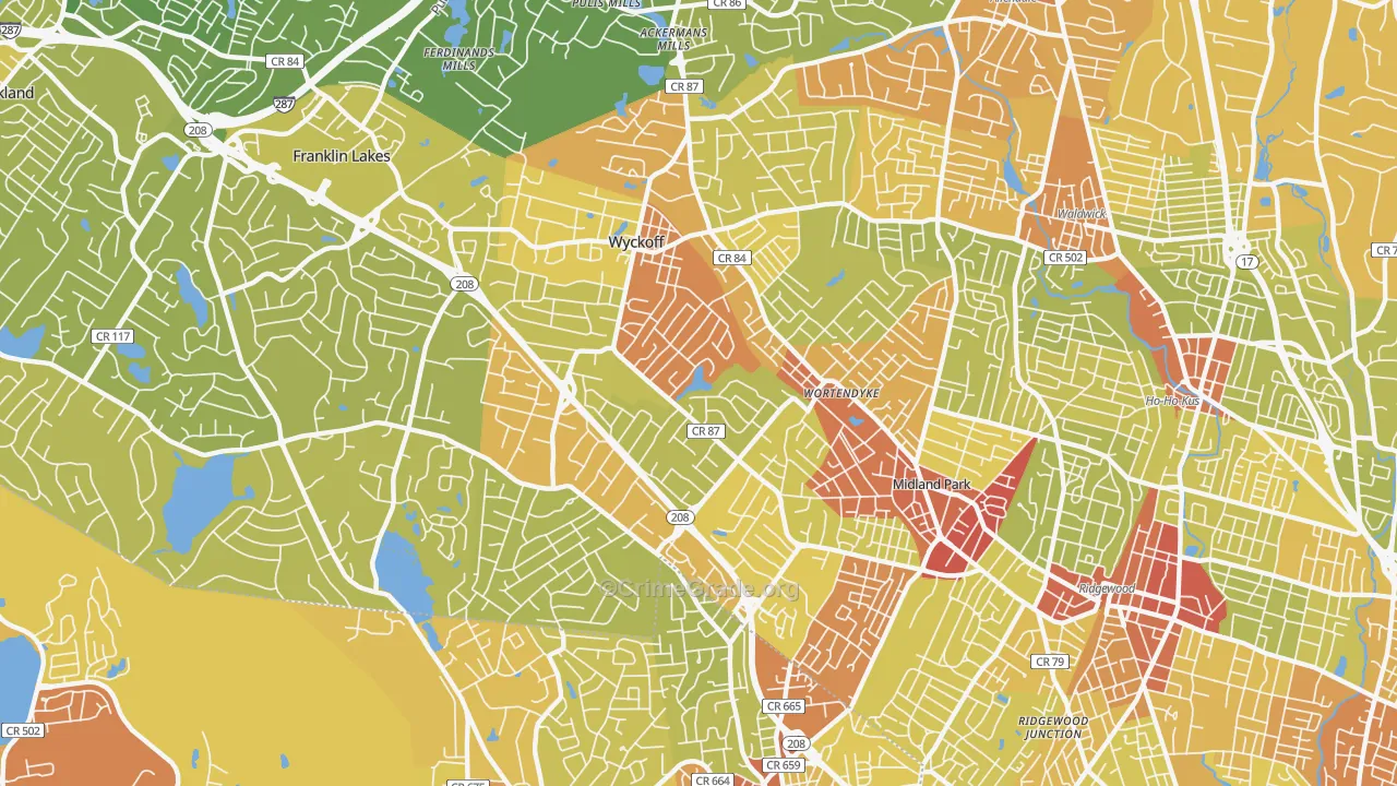 07481, NJ Map of Vehicle Theft Rates