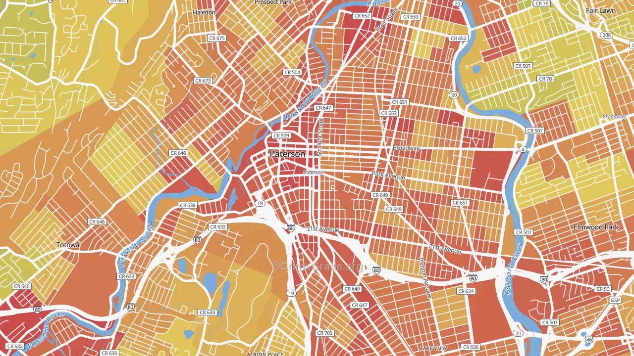 07501, NJ Map of Vehicle Theft Rates