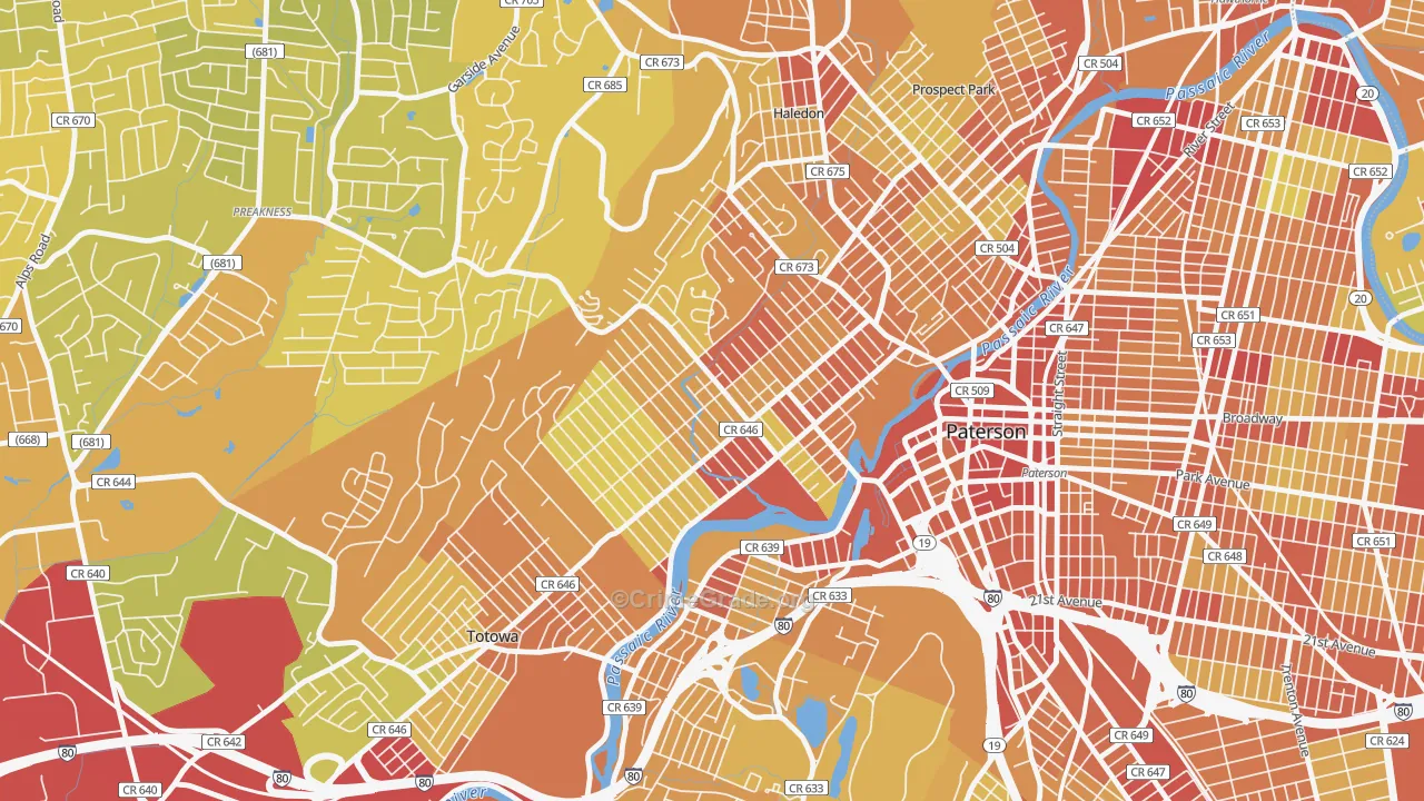 07502, NJ Map of Vehicle Theft Rates