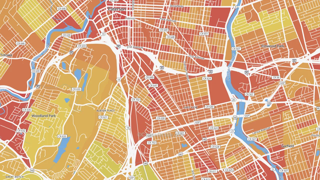07503, NJ Map of Vehicle Theft Rates