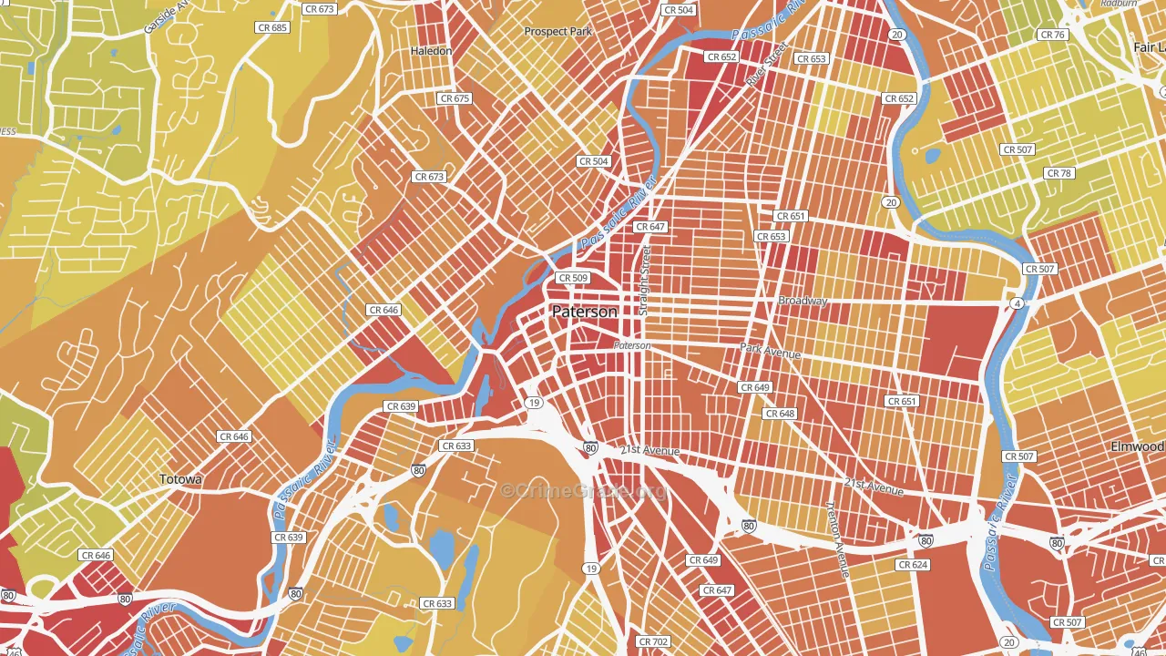 07505, NJ Map of Vehicle Theft Rates
