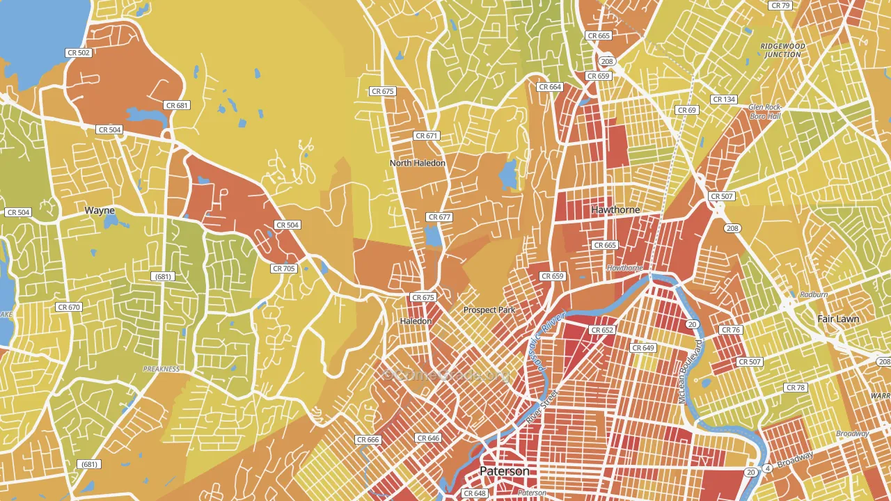 07508, NJ Map of Vehicle Theft Rates