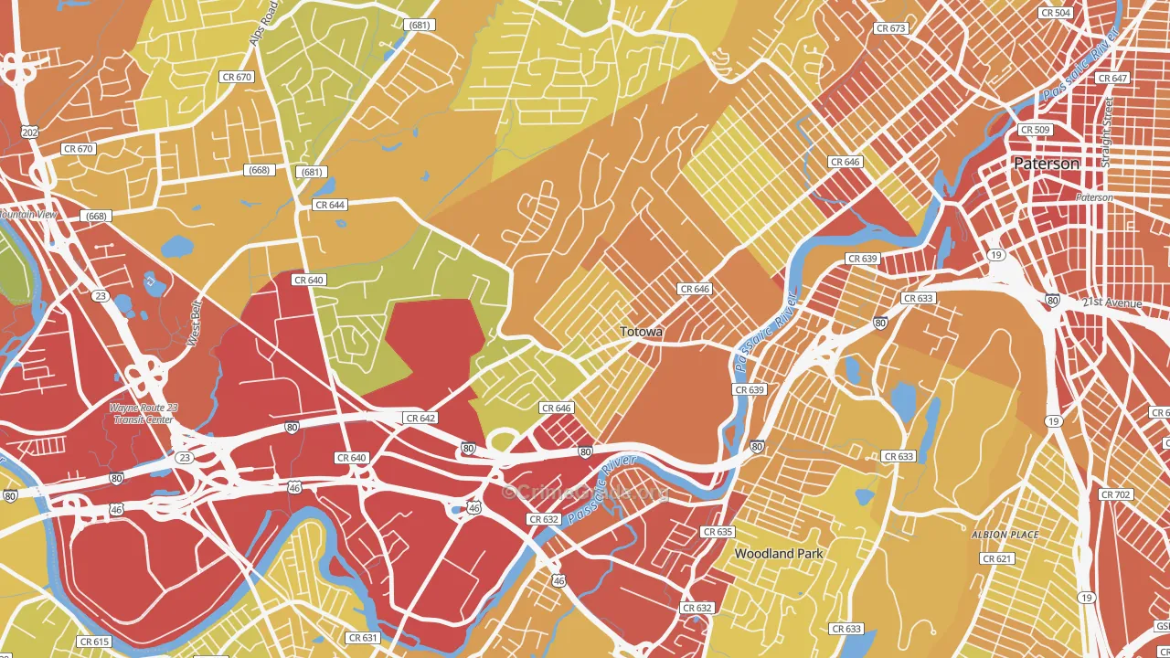 07512, NJ Map of Vehicle Theft Rates
