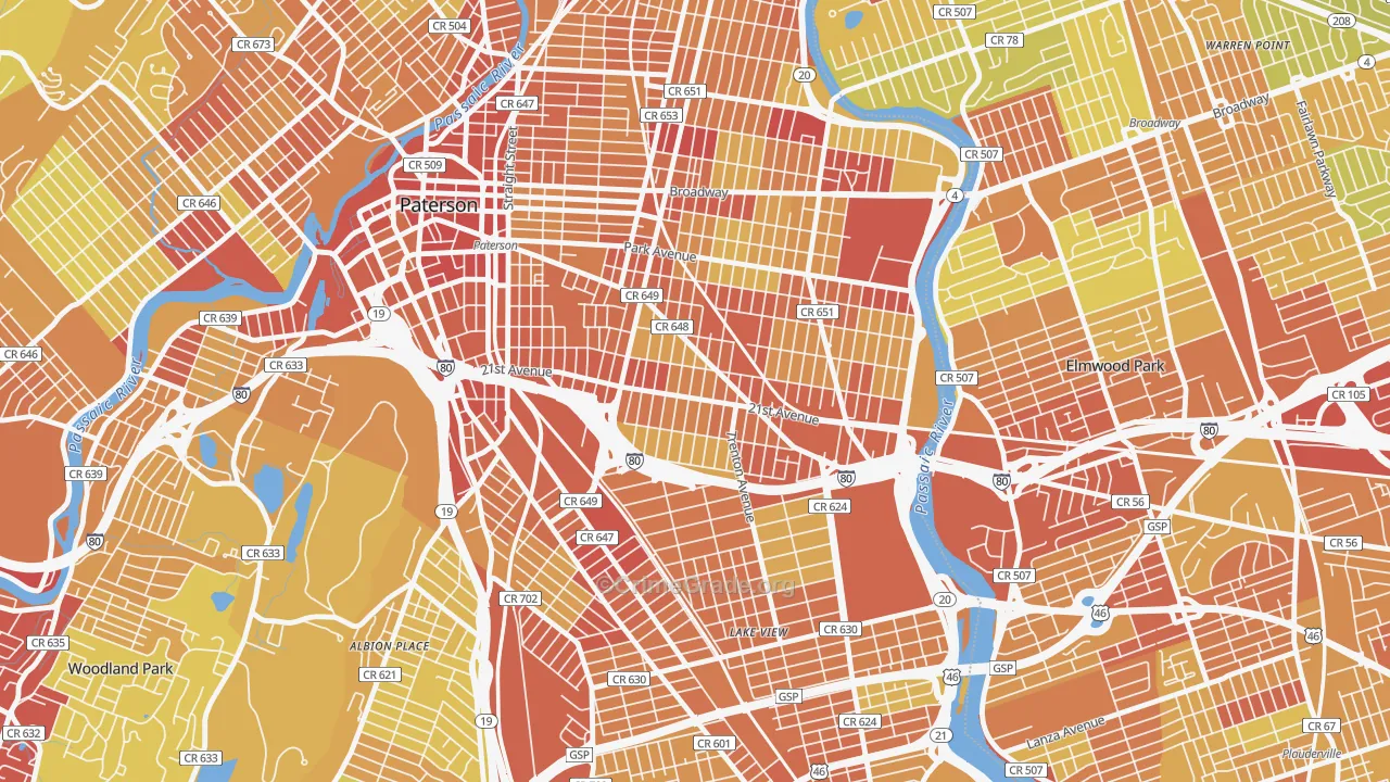 07513, NJ Map of Vehicle Theft Rates
