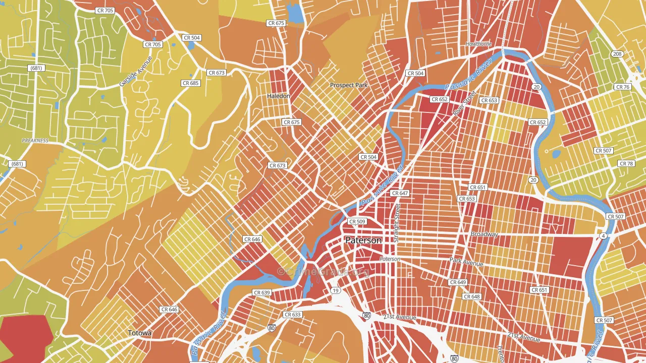 07522, NJ Map of Vehicle Theft Rates