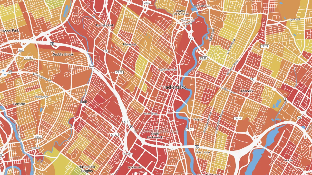 07601, NJ Map of Vehicle Theft Rates