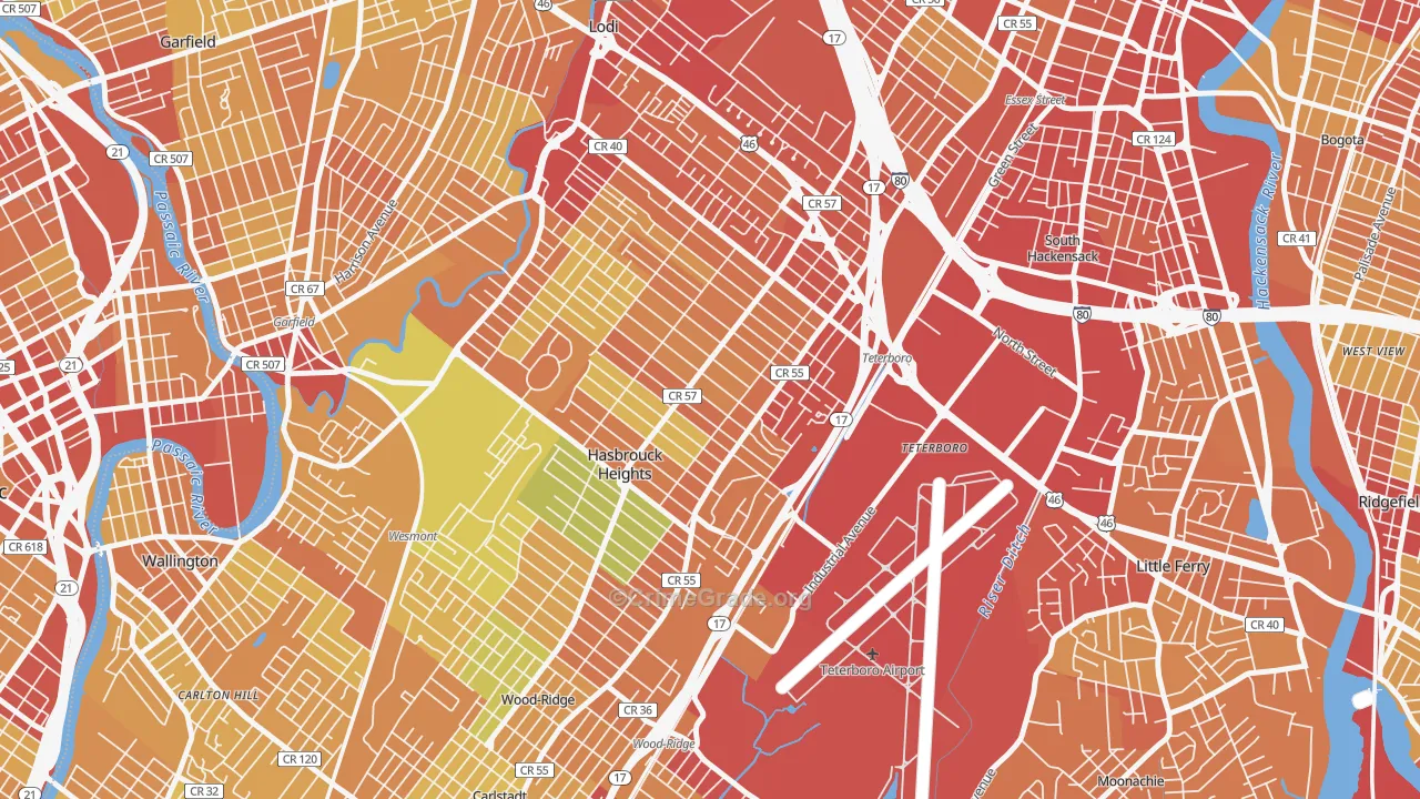 07604, NJ Map of Vehicle Theft Rates