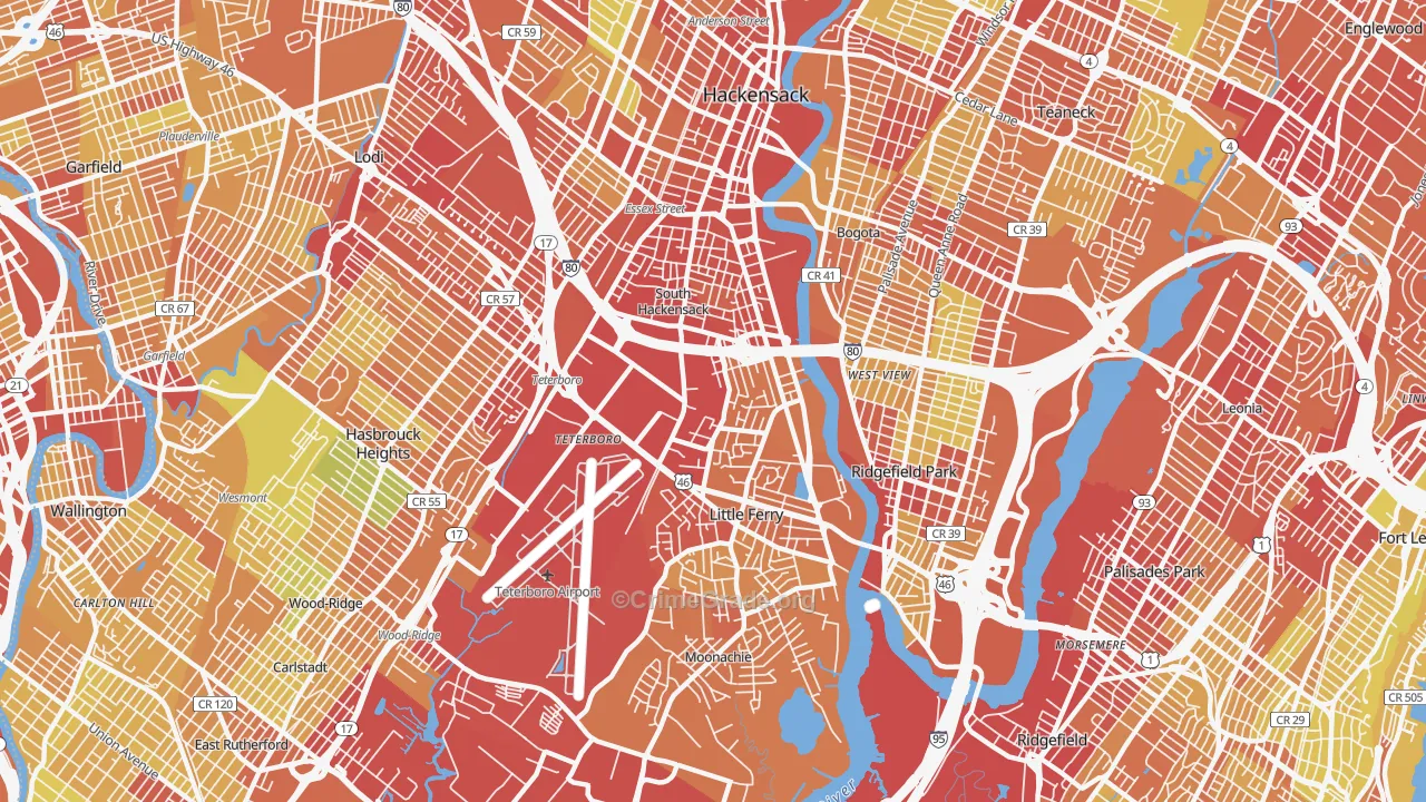 07606, NJ Map of Vehicle Theft Rates
