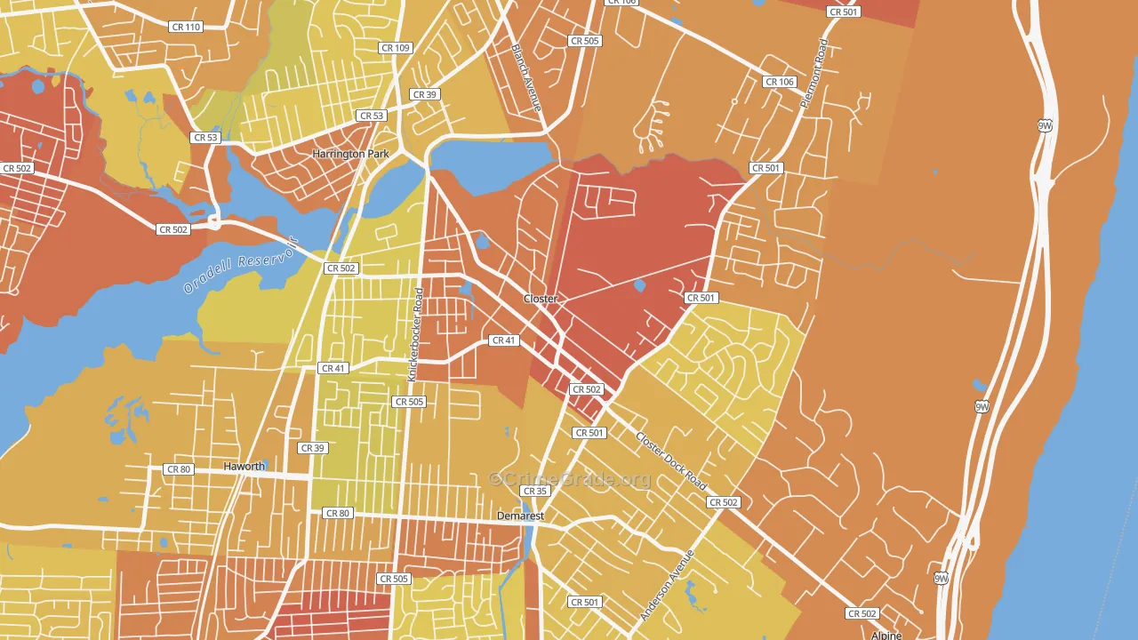 07624, NJ Map of Vehicle Theft Rates