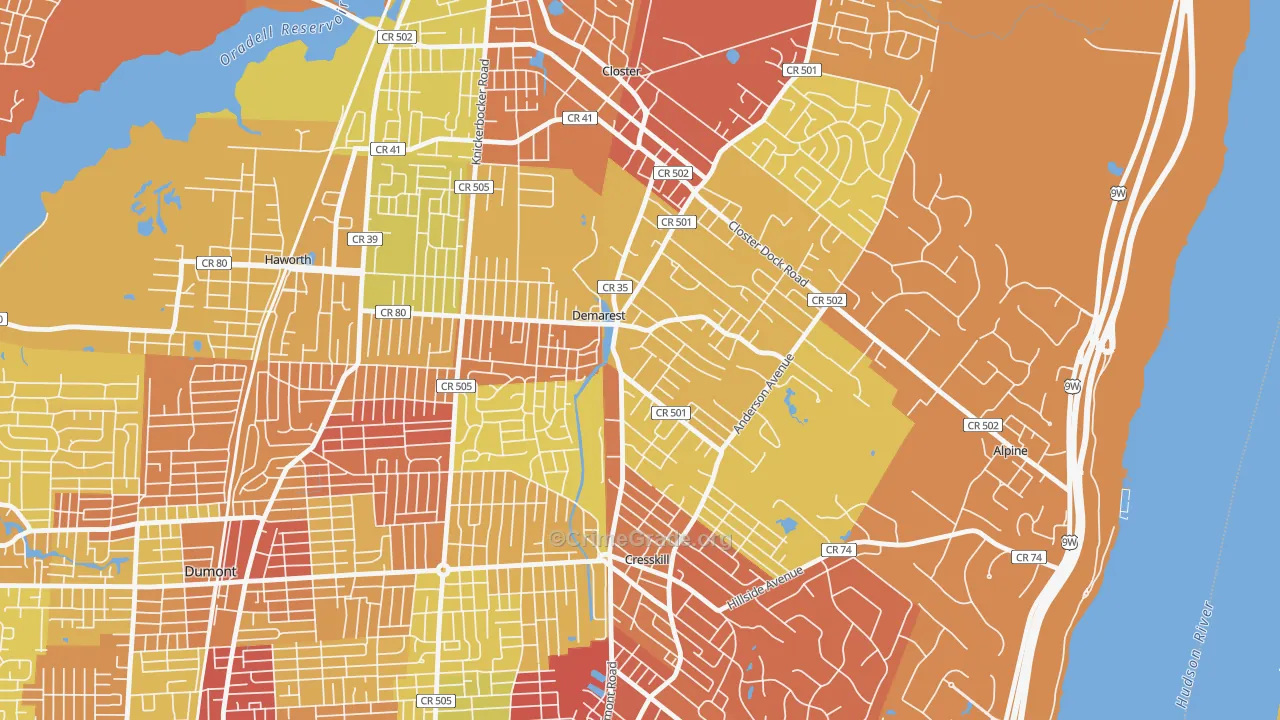 07627, NJ Map of Vehicle Theft Rates