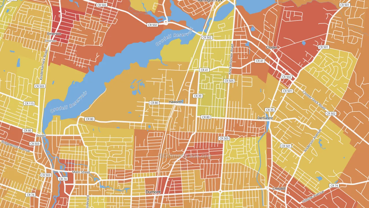 07641, NJ Map of Vehicle Theft Rates