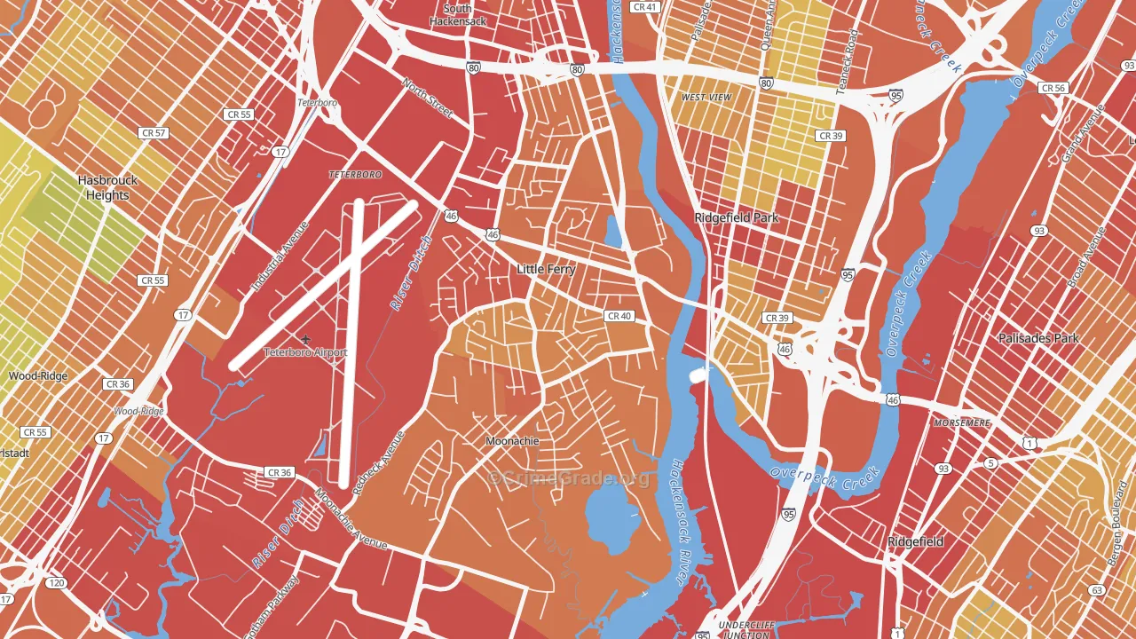 07643, NJ Map of Vehicle Theft Rates