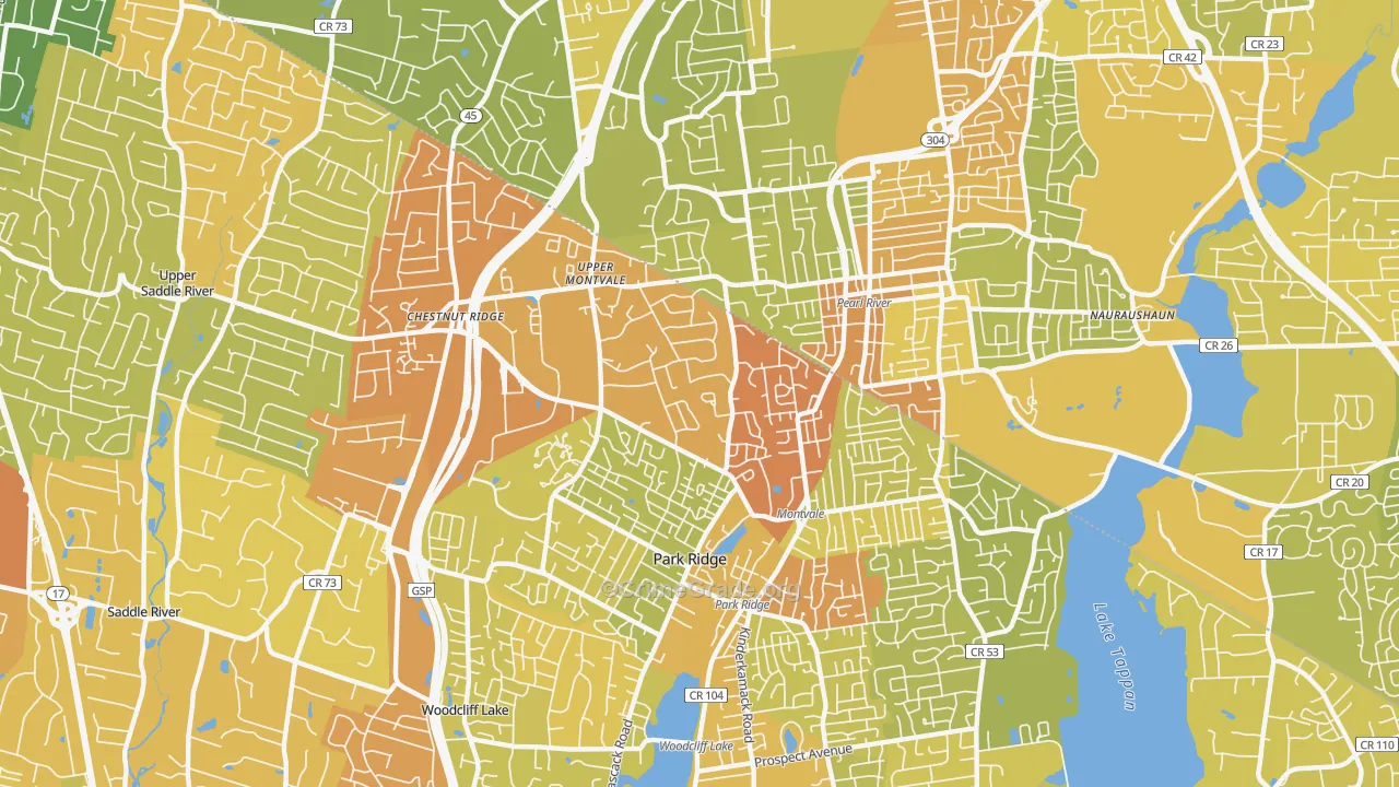 07645, NJ Map of Vehicle Theft Rates