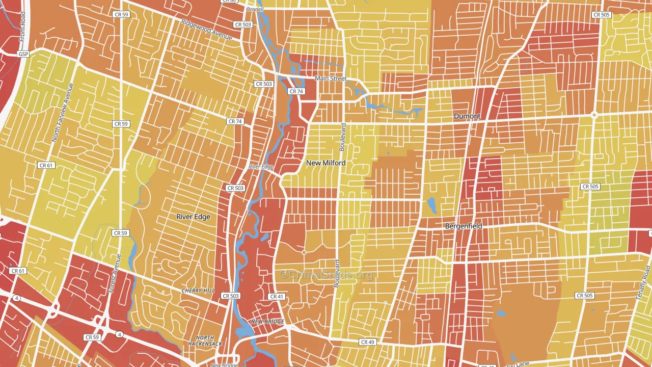 07646, NJ Map of Vehicle Theft Rates