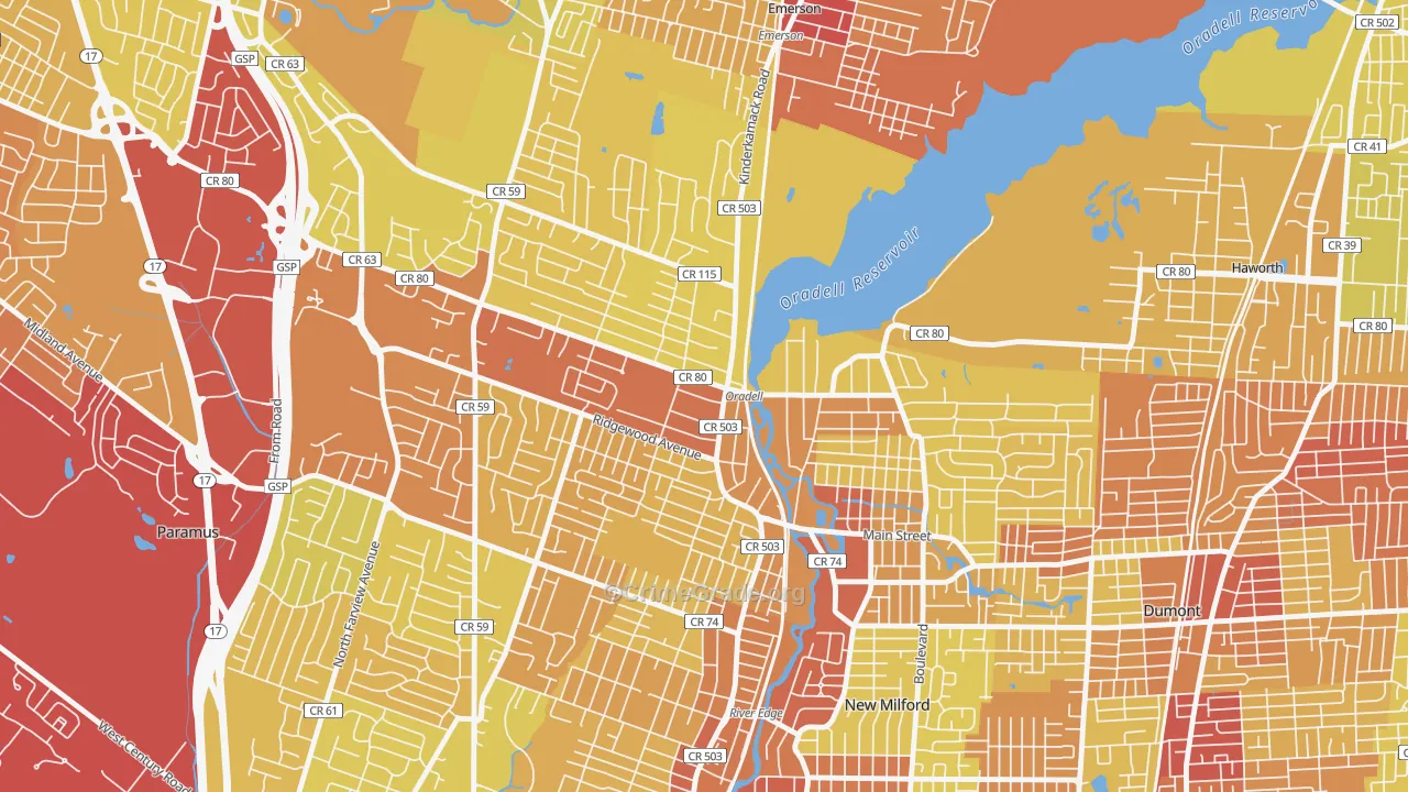 07649, NJ Map of Vehicle Theft Rates