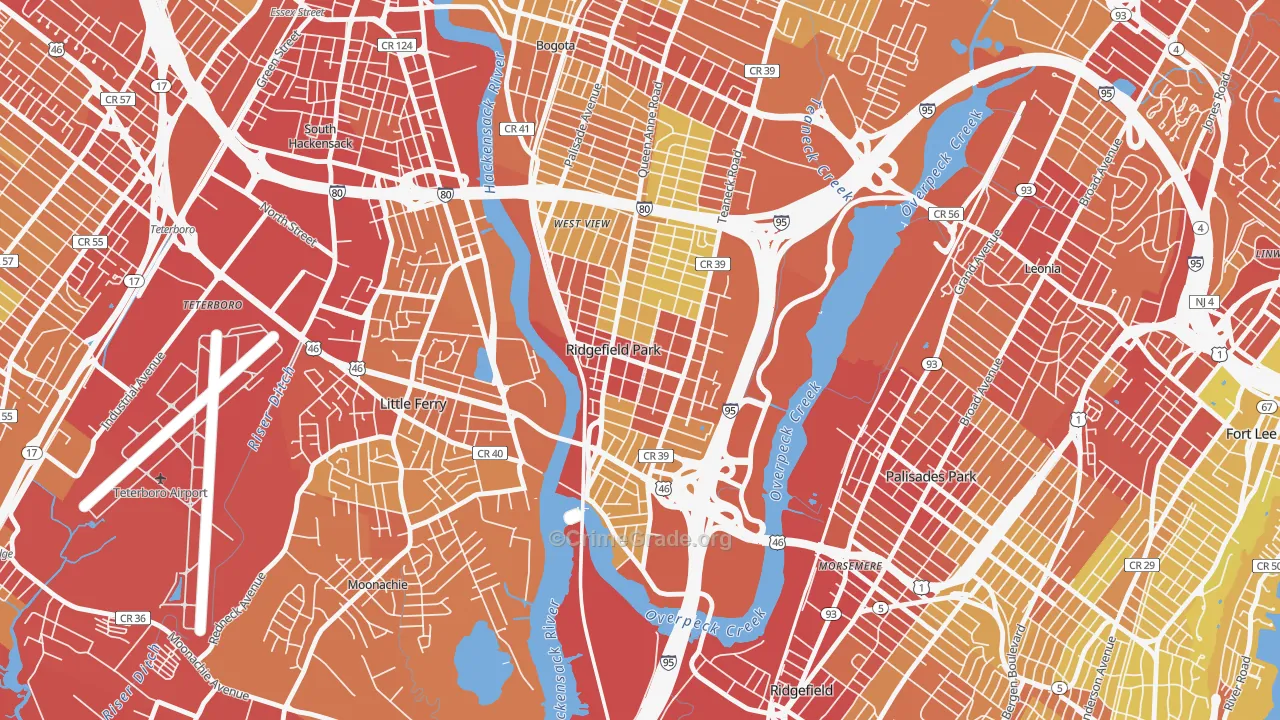 07660, NJ Map of Vehicle Theft Rates