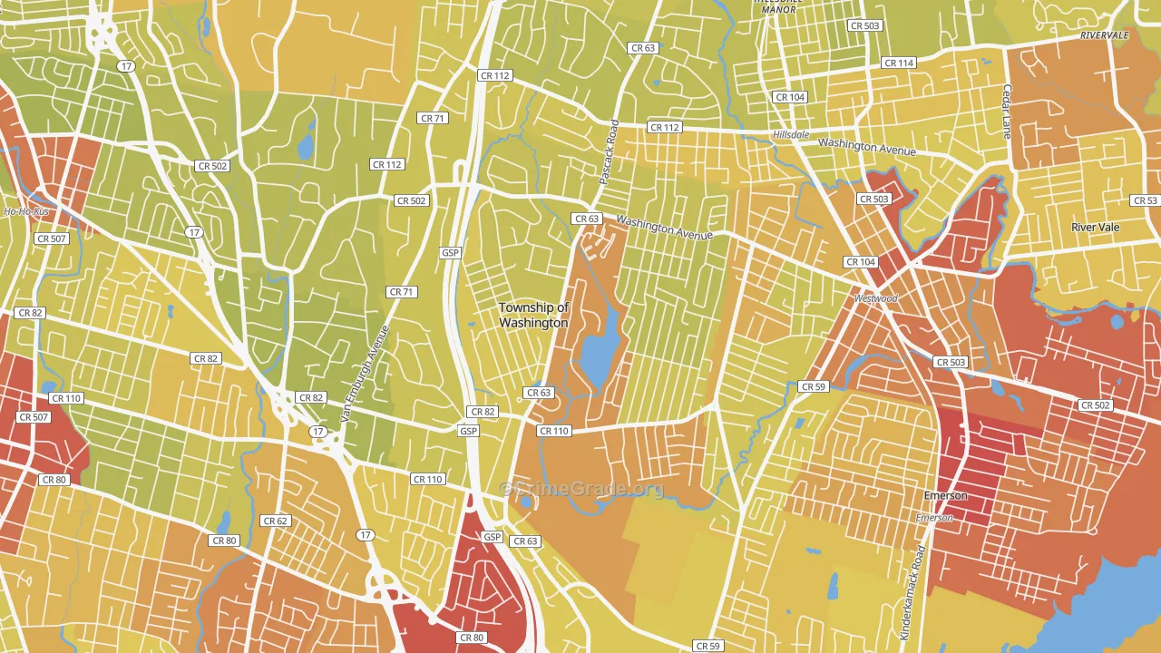 07676, NJ Map of Vehicle Theft Rates