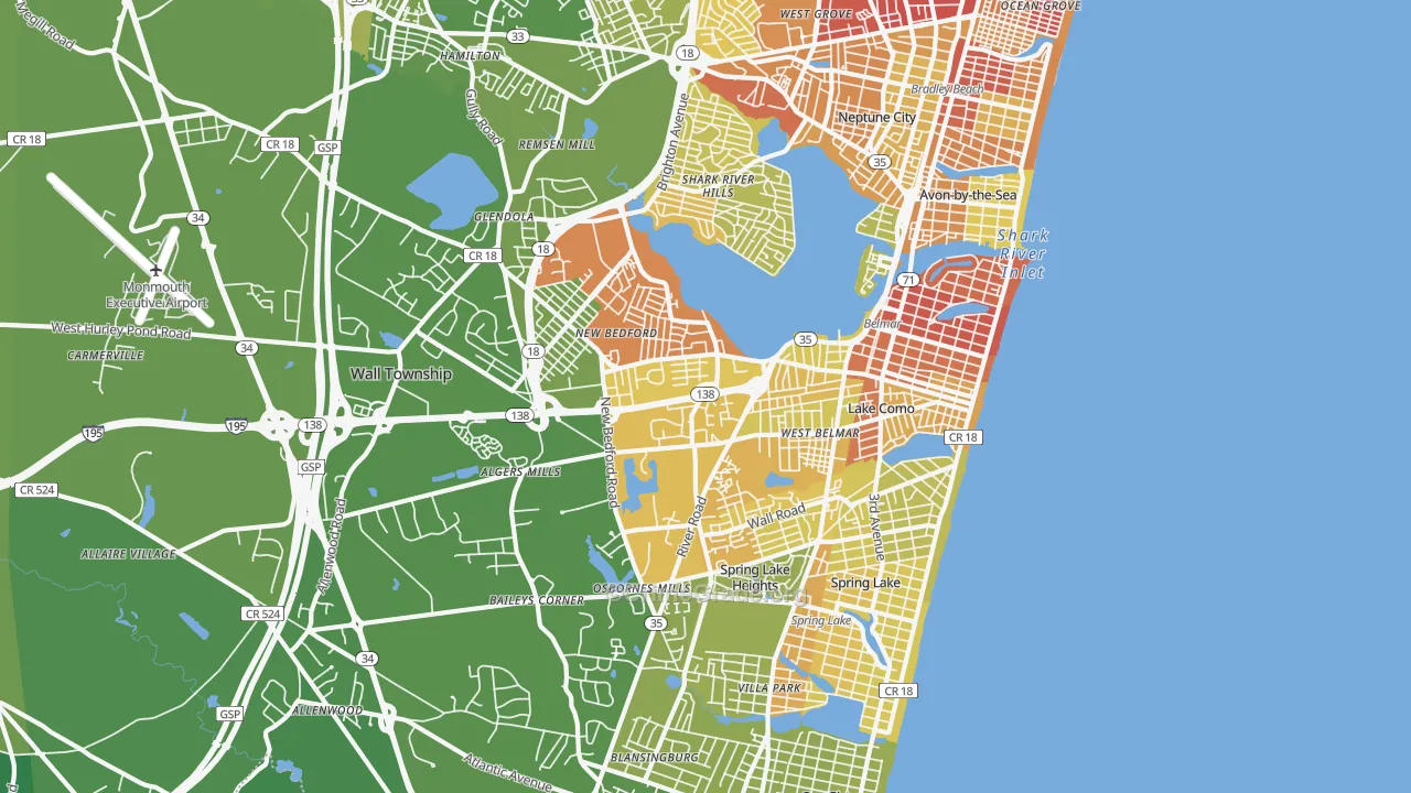 07719, NJ Map of Vehicle Theft Rates