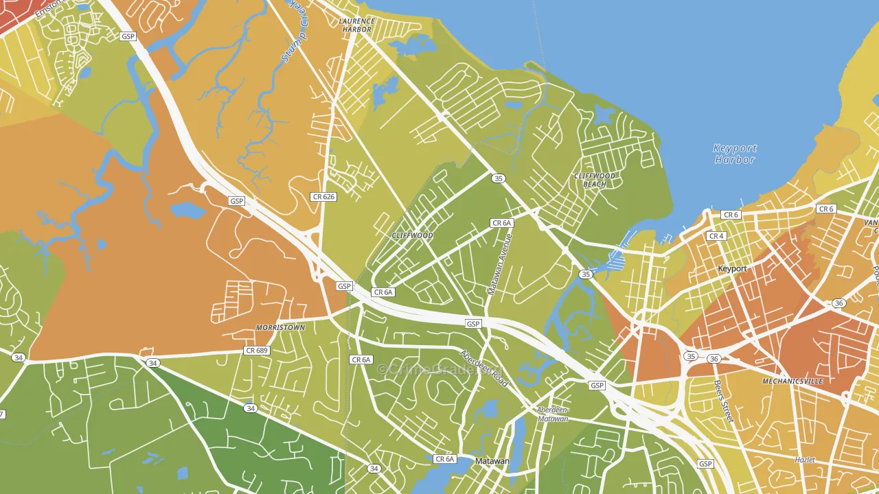 07721, NJ Map of Vehicle Theft Rates
