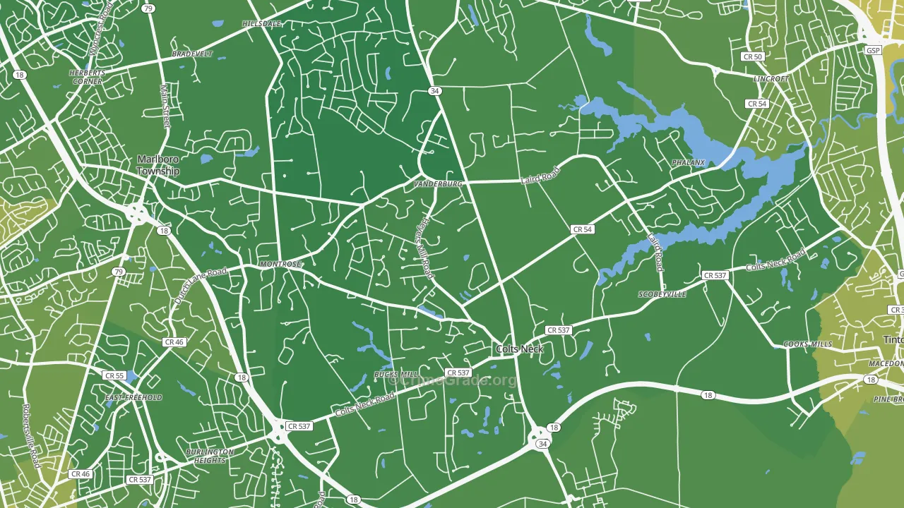 07722, NJ Map of Vehicle Theft Rates