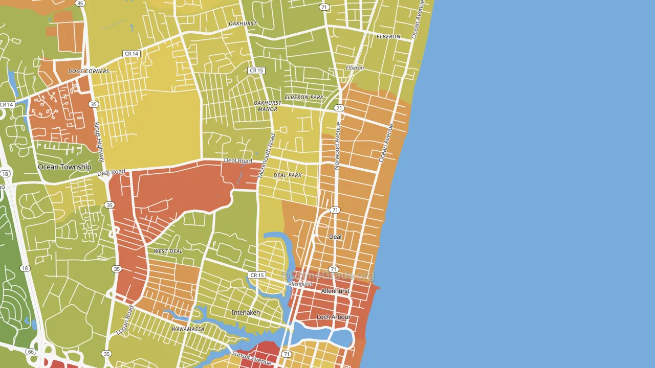 07723, NJ Map of Vehicle Theft Rates