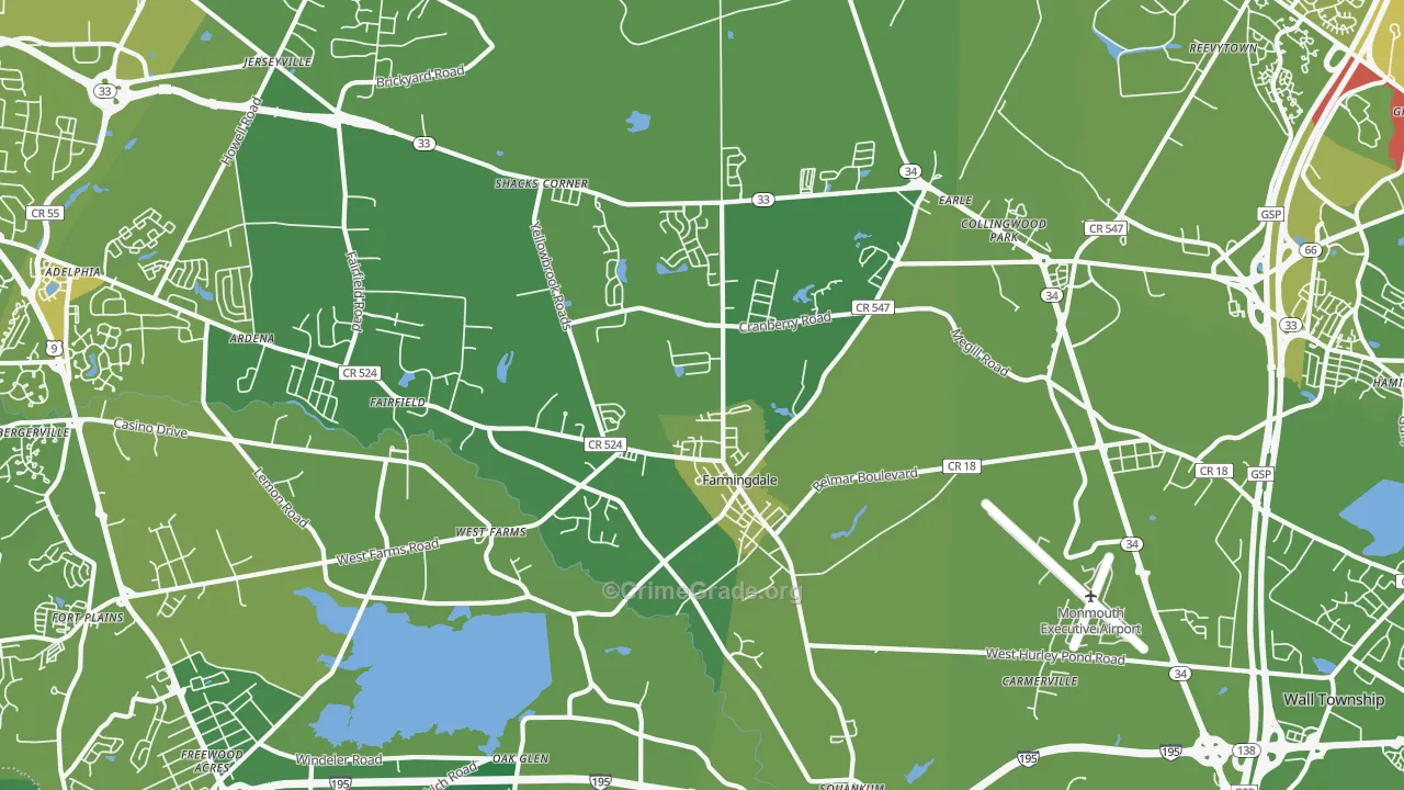 07727, NJ Map of Vehicle Theft Rates