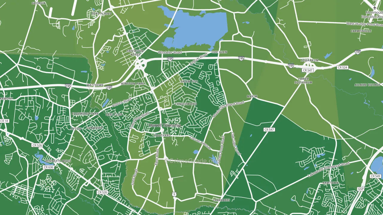 07731, NJ Map of Vehicle Theft Rates