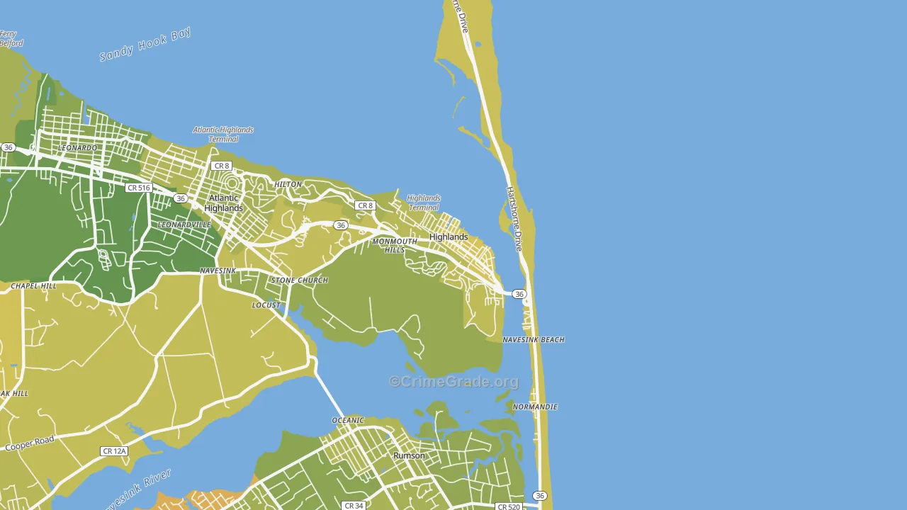 07732, NJ Map of Vehicle Theft Rates