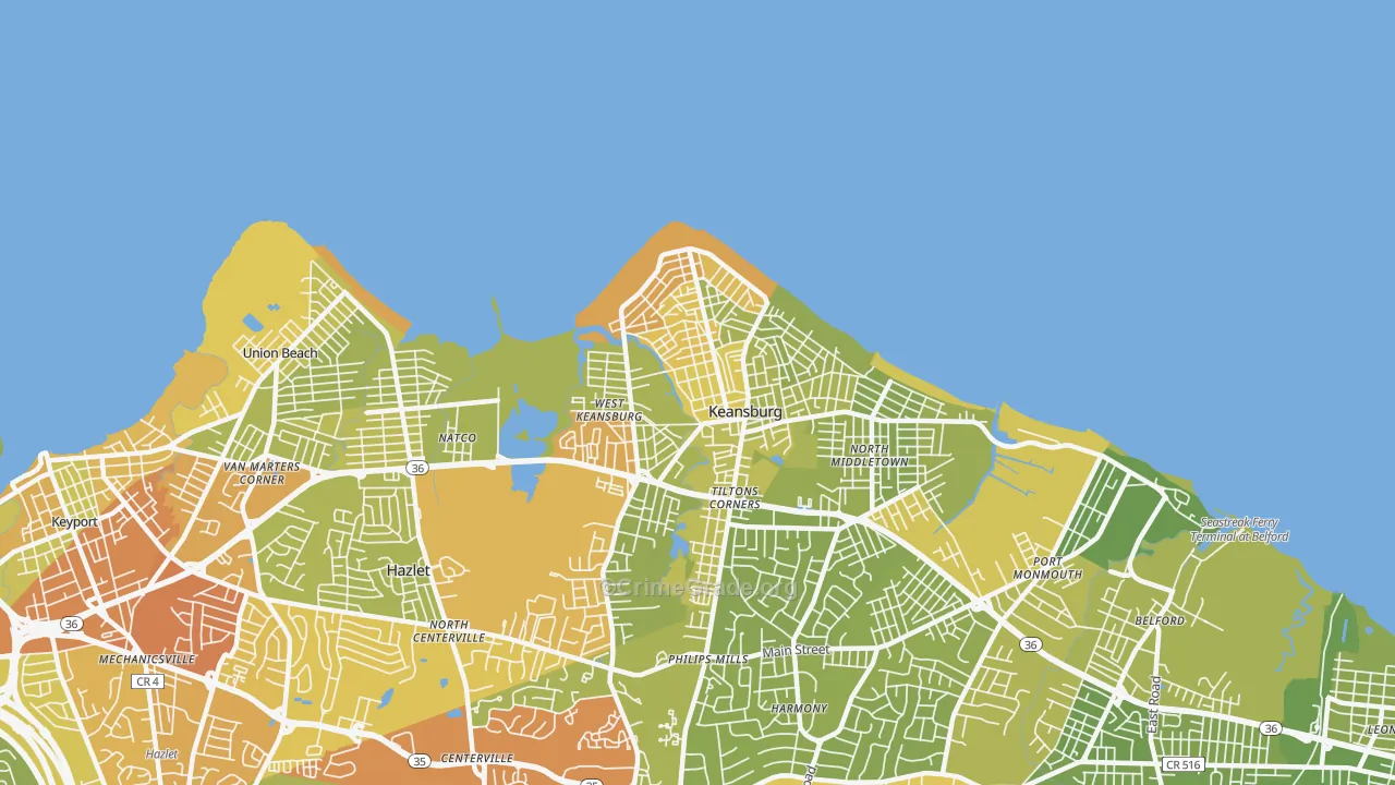 07734, NJ Map of Vehicle Theft Rates