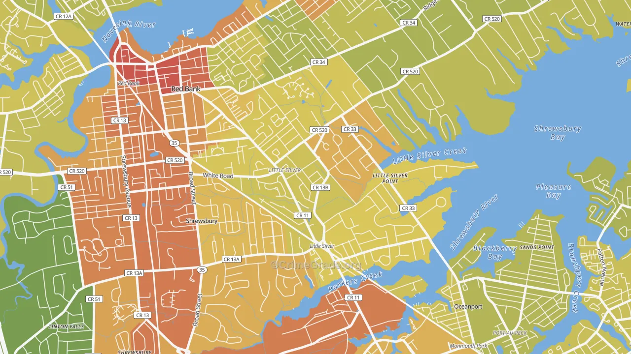 07739, NJ Map of Vehicle Theft Rates