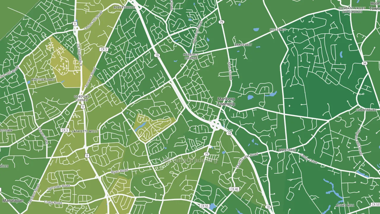 07746, NJ Map of Vehicle Theft Rates