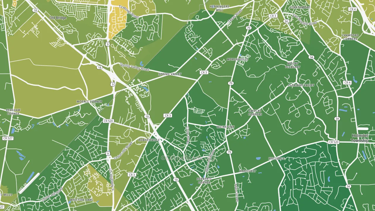 07751, NJ Map of Vehicle Theft Rates