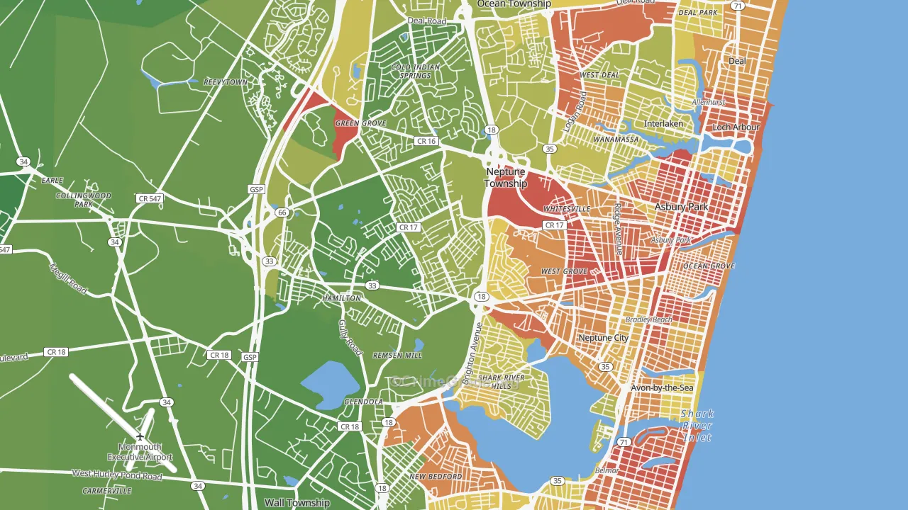 07753, NJ Map of Vehicle Theft Rates
