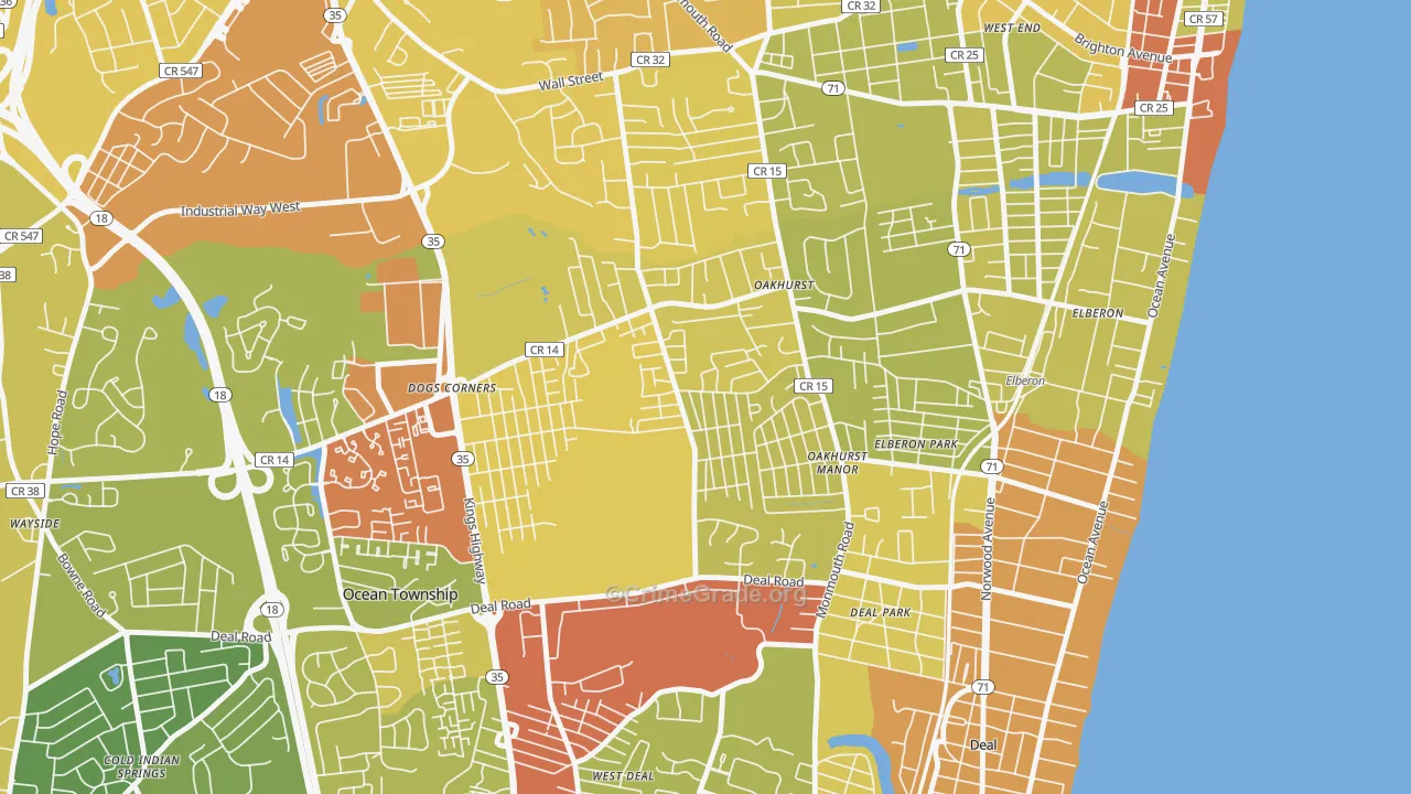 07755, NJ Map of Vehicle Theft Rates