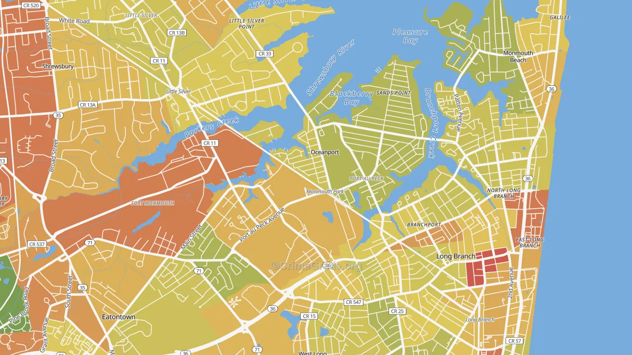 07757, NJ Map of Vehicle Theft Rates