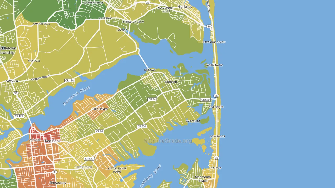 07760, NJ Map of Vehicle Theft Rates