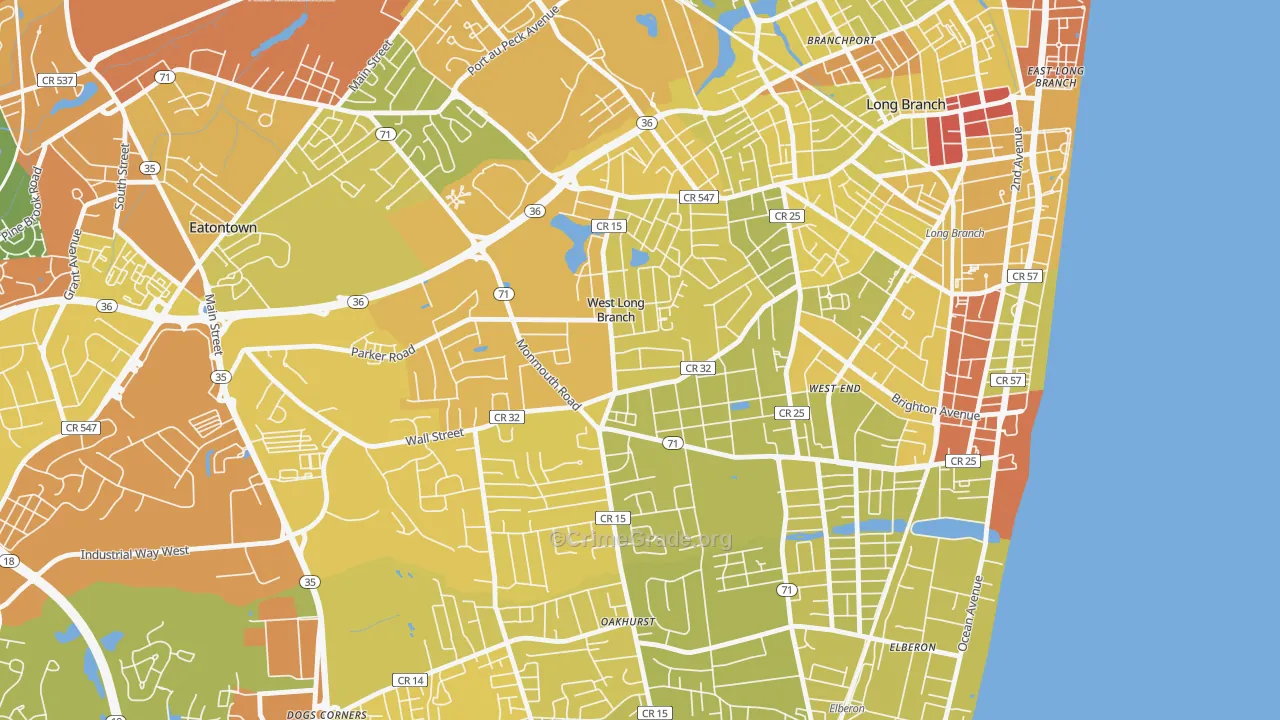 07764, NJ Map of Vehicle Theft Rates