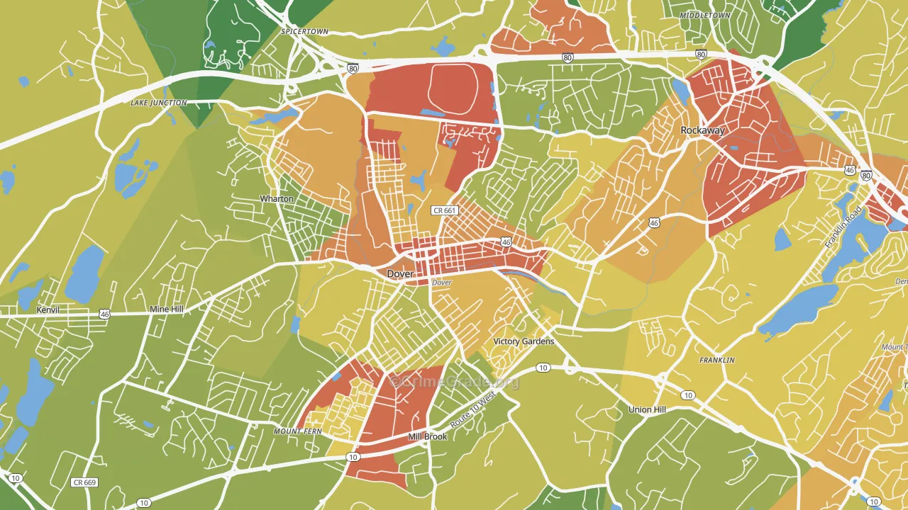 07801, NJ Map of Vehicle Theft Rates
