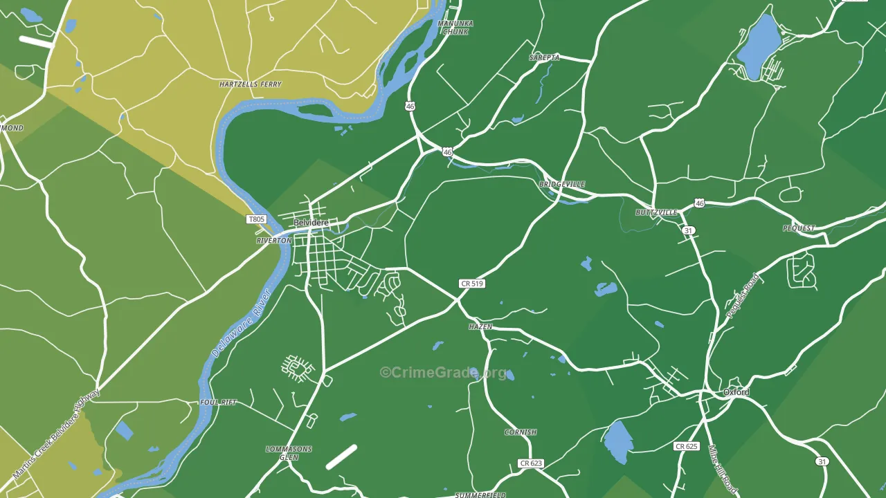 07823, NJ Map of Vehicle Theft Rates