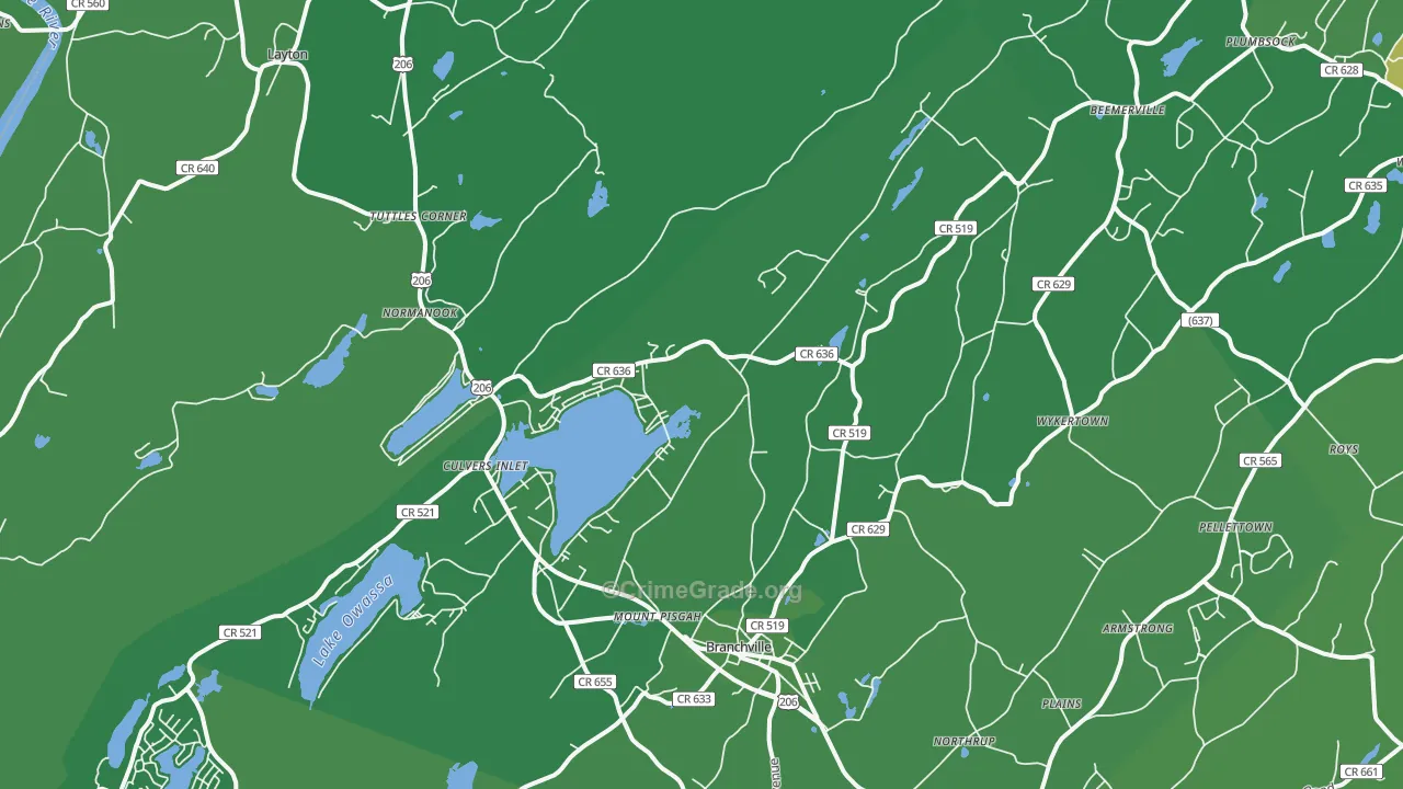 07826, NJ Map of Vehicle Theft Rates