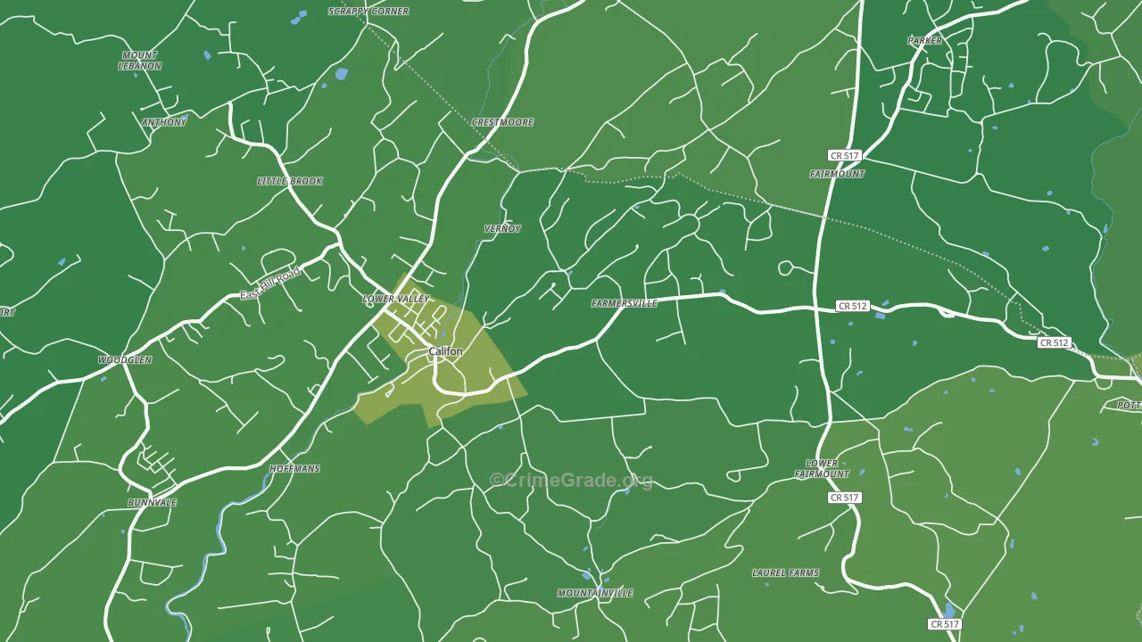 07830, NJ Map of Vehicle Theft Rates