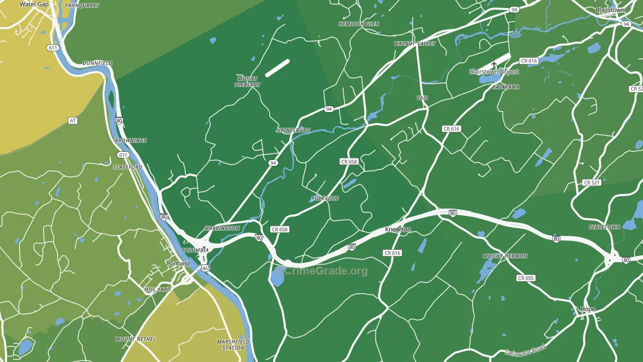 07832, NJ Map of Vehicle Theft Rates