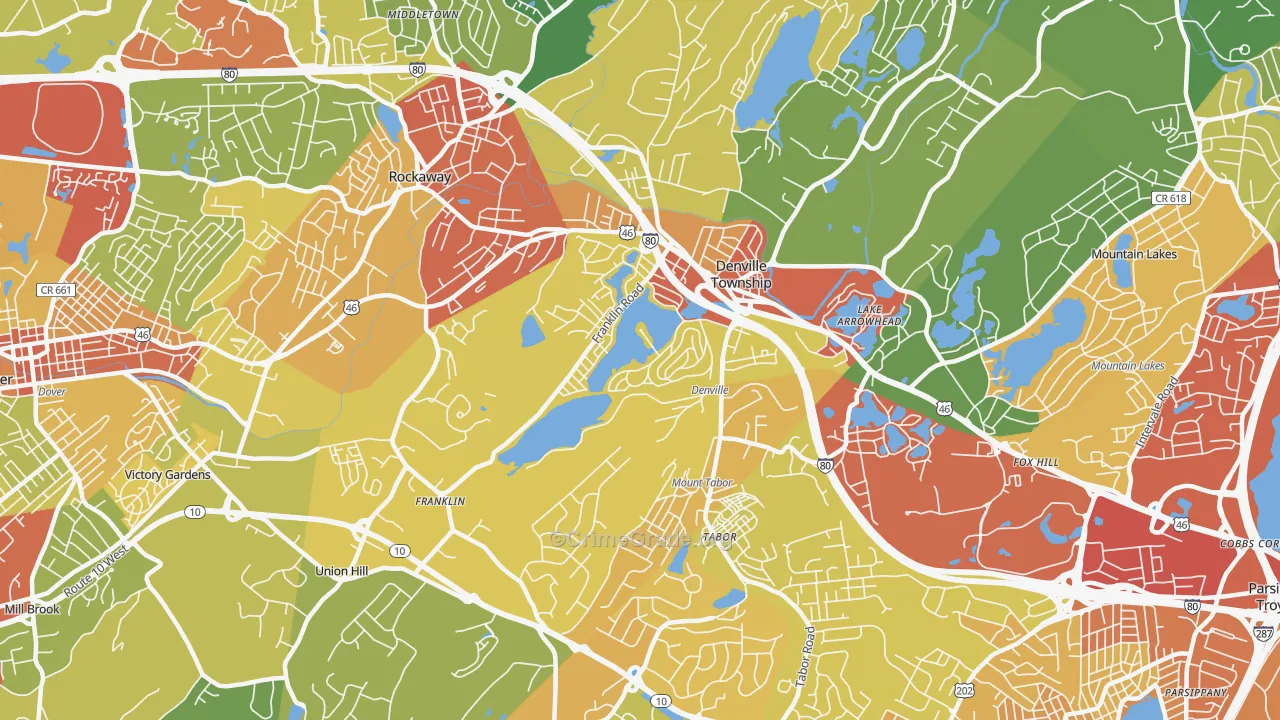 07834, NJ Map of Vehicle Theft Rates