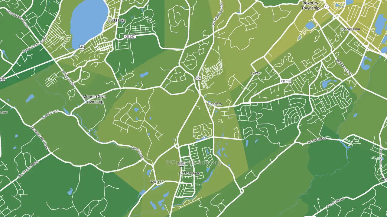 07836, NJ Map of Vehicle Theft Rates