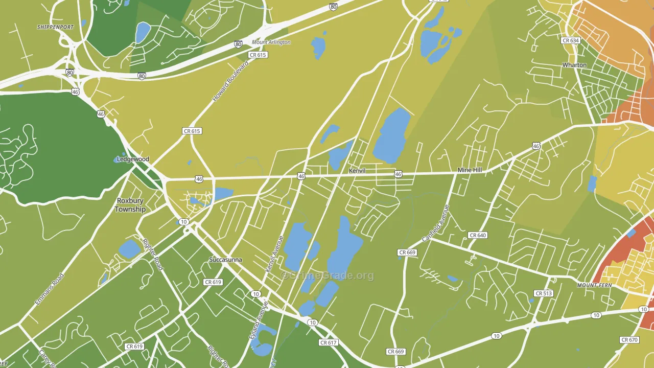 07847, NJ Map of Vehicle Theft Rates