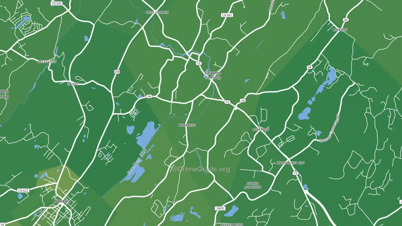 07848, NJ Map of Vehicle Theft Rates