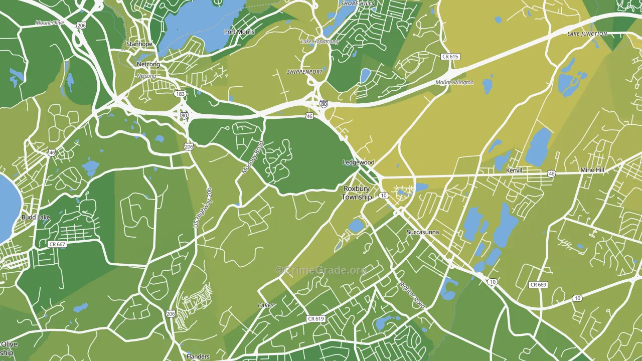 07852, NJ Map of Vehicle Theft Rates