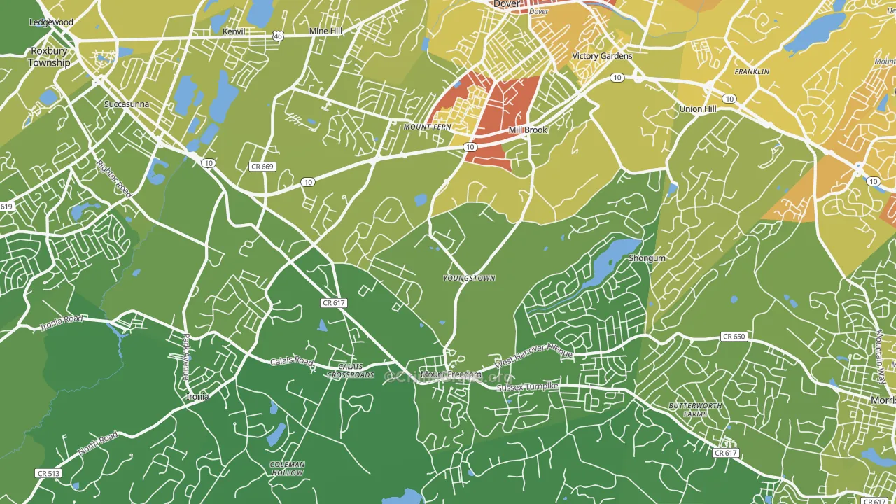 07869, NJ Map of Vehicle Theft Rates