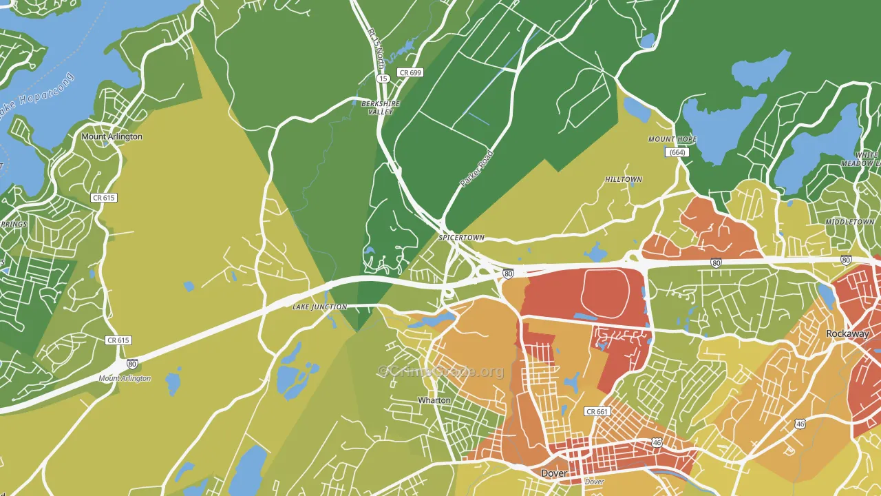 07885, NJ Map of Vehicle Theft Rates