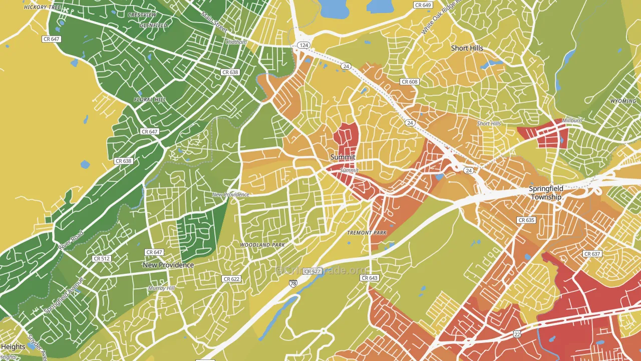 07901, NJ Map of Vehicle Theft Rates